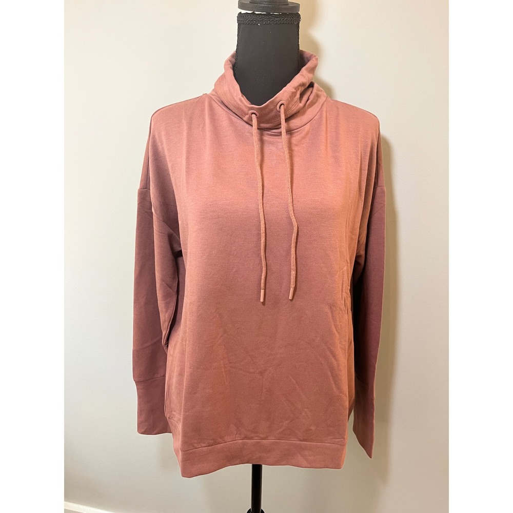 Cozie by Pink Rose Mocha Rose Funnel Neck Thumbhole Sweatshirt Soft Comfy Medium